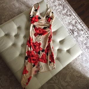 Nude floral bodycon dress